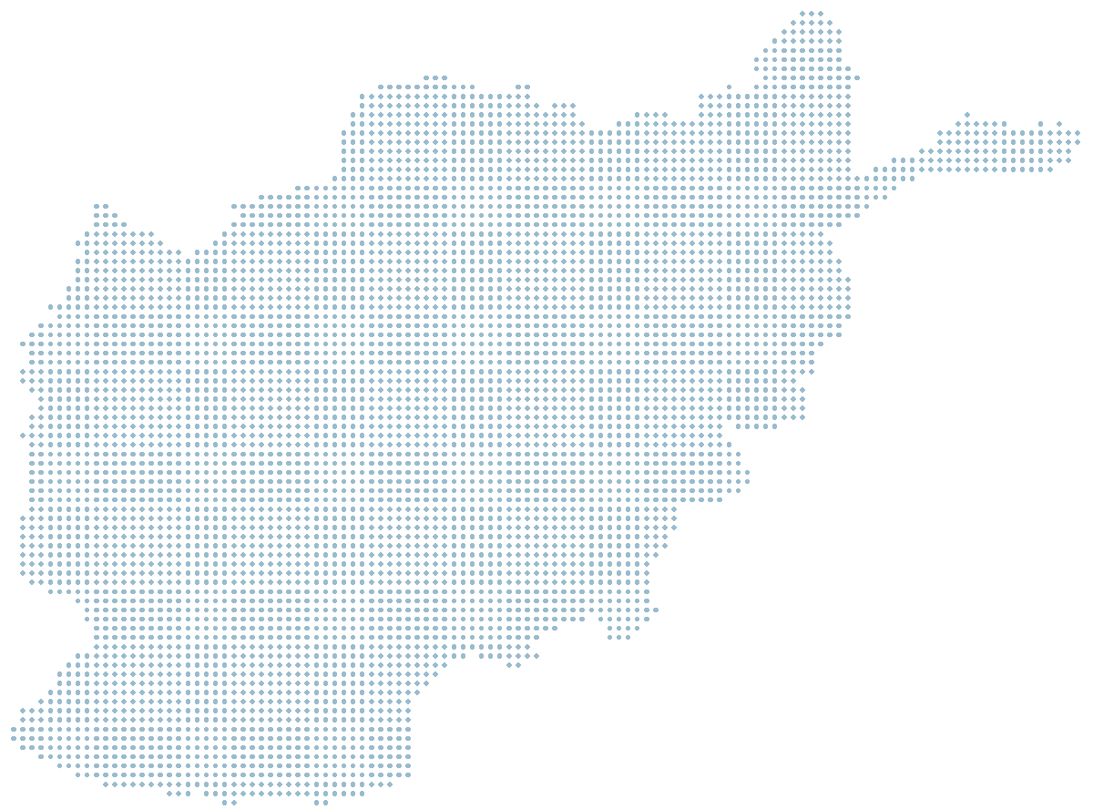 Dot map of Afghanistan showing the Deeva Light distribution network